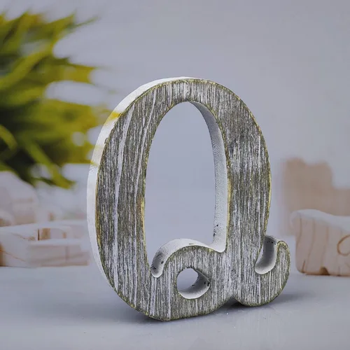 Miniatura 16 de Letras de madera rústica sin terminar de 4 pulgadas para decoración de pared, letras decorativas de pie en rodajas, decoración de tablero
