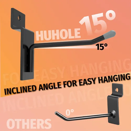 Miniatura 2 de HUHOLE Ganchos negros para pared, 2 pulgadas, 50 unidades, acero inoxidable, recubrimiento en polvo, carga máxima de 20 libras, estilo industrial