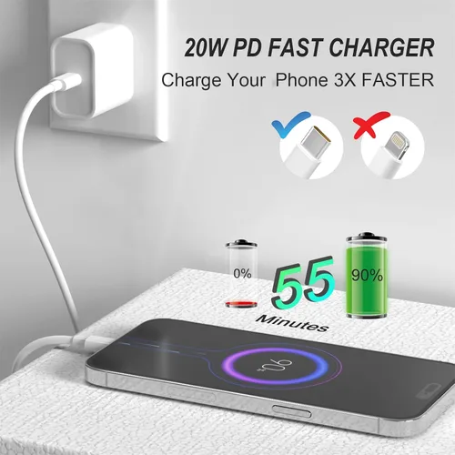 Miniatura 2 de Cargador para iPhone, paquete de 2 bloques de carga rápida USB C de 20 W con 2 cables USB-C a C de 6 pies para iPhone 17 16 15 Plus/Pro/Pro Max/iPad
