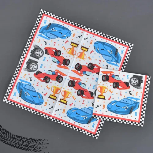 Miniatura 6 de WERNNSAI Suministros para fiestas de autos de carreras, 48 piezas, platos de fiesta de carreras, servilletas, juego de vajilla desechable