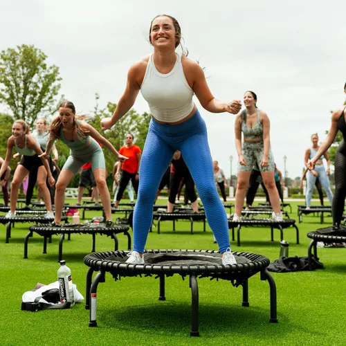 Miniatura 6 de JumpSport 350 PRO 39 Inch Fitness Trampoline Indoor Rebounder Cardio Workout Equipment 300 lb Capacity Negro mate