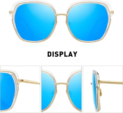 Miniatura 3 de Gafas de sol polarizadas vintage con marco de escudo para mujer con caja de regalo O6371