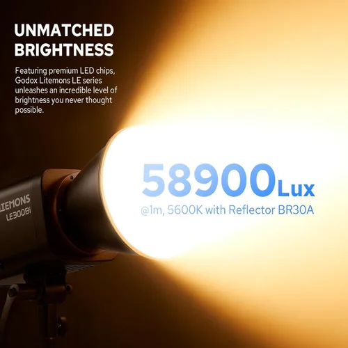 Miniatura 4 de Godox Litemons LE300Bi - Luz de video LED bicolor de 300 W, 58900Lux@1M CRI98+ Studio Bright con control de aplicación, 11 efectos FX, 0-100%