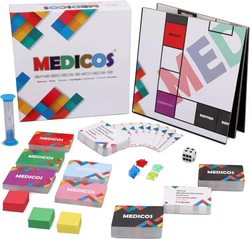 Medicos Juego de mesa médico para adultos y estudiantes | Juego de aprendizaje de anatomía de trivia de atención médica | Médico, enfermera, escuela