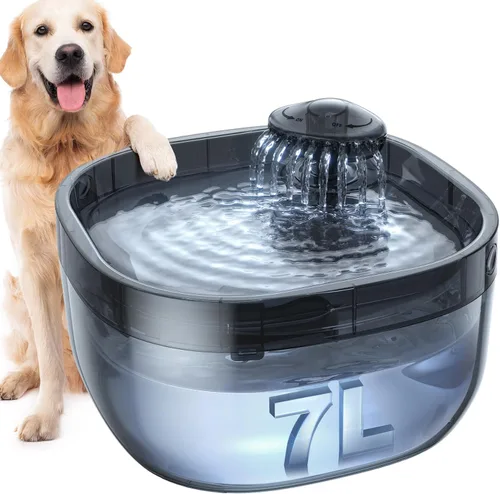 Miniatura 12 de Fuente de agua de 7L/1.8Gal para perros grandes, dispensador de tazón de agua para perros FEELNEEDY, fuente de agua para mascotas con bomba ultra