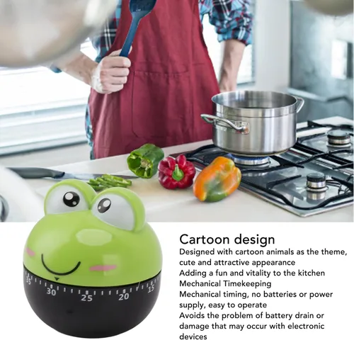 Miniatura 4 de Temporizador mecánico de cocina, temporizador de huevos de dibujos animados para niños, temporizador manual de cuenta regresiva de 60 minutos