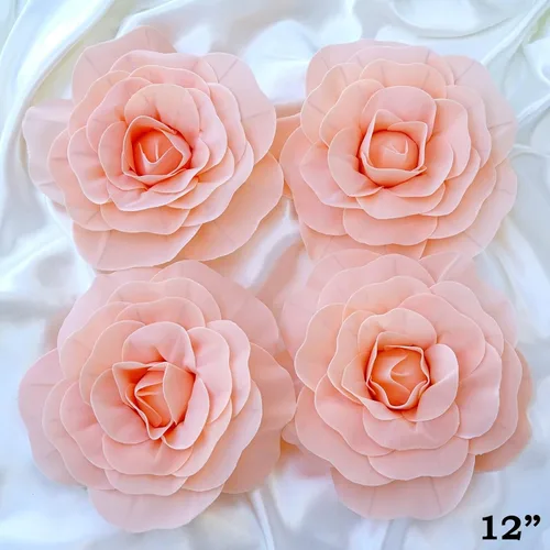 Miniatura 2 de Efavormart - Rosas de espuma 3D grandes para decoración de bodas, paquete de 4 flores artificiales de 12 pulgadas, color oro rosa, ramo de bricolaje