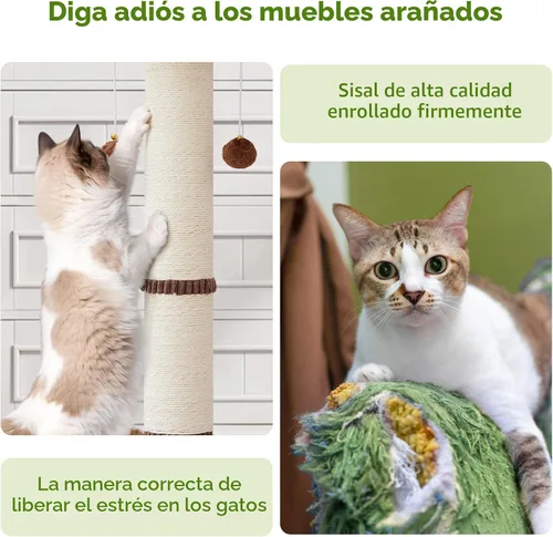 Miniatura 5 de Woochpet Poste rascador de gato de 34 pulgadas de alto con juguete de pista de bola para gatos, resistente y grueso, poste rascador de sisal natural