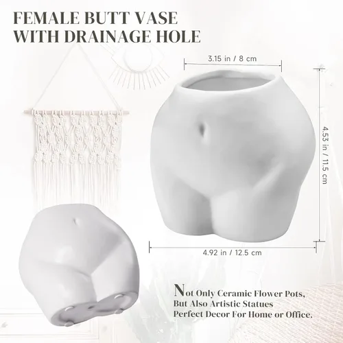 Miniatura 2 de Bonita maceta con forma de cuerpo, divertidas macetas de resina para interiores con orificio de drenaje para plantas de interior, suculentas, planta