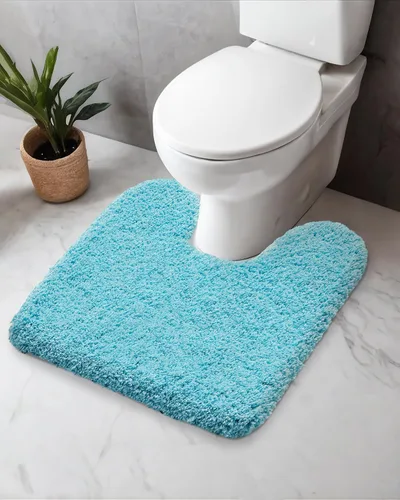 Miniatura 11 de Disolla Alfombra de inodoro en forma de U, color beige, 23 x 24, lavable a máquina, antideslizante, alfombra de piso de inodoro de felpa suave