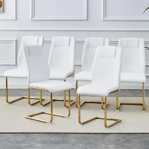 Miniatura 17 de Dining Chairs Set of 6,Kitchen Chairs with Leather Cushions,Modern Dining Chairs with Gold Metal Frame,Dinner Chairs for Kitchen & Dining Room and