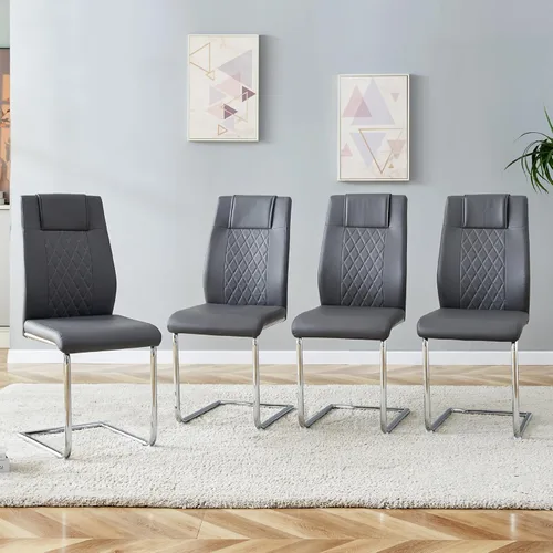 Miniatura 28 de Dining Chairs Set of 6,Kitchen Chairs with Leather Cushions,Modern Dining Chairs with Gold Metal Frame,Dinner Chairs for Kitchen & Dining Room and