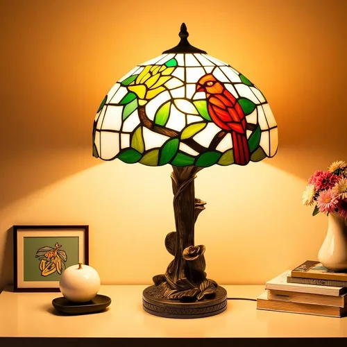 Miniatura 11 de Lámpara Pequeña Estilo Tiffany, Mini Lámparas Tiffany de Vidrio Emplomado Barroco Azul para Sala de Estar, Hogar, Dormitorio, Mesita de Noche