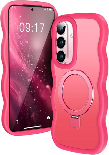 Miniatura 36 de [Soporte magnético y marco ondulado] Funda para Samsung Galaxy S24 Ultra [compatible con MagSafe] [protección militar contra caídas] no amarillenta