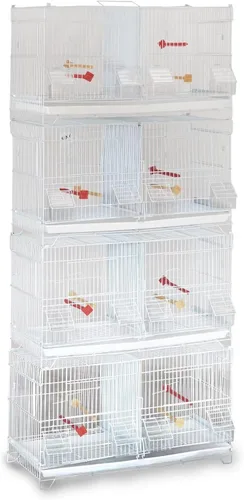 Seny Juego de 4 Jaulas Apilables para Cría de Pájaros para Canarios, Pinzones y Aves Pequeñas (Blanco)