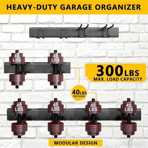 Miniatura 2 de Organizador de herramientas de garaje para montaje en pared, sistema de almacenamiento de garaje resistente de 32 pulgadas y organizador