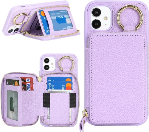 Miniatura 48 de Funda compatible con iPhone Air Wallet con tarjetero para iPhone Air, funda con cremallera y ranura para mujer, 5G de 6.5 pulgadas, color oro rosa