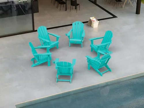 Miniatura 42 de Ciokea Silla Adirondack plegable con textura de madera, silla Adirondack para patio, resistente a la intemperie, silla de plástico para hoguera