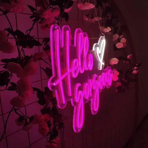 Miniatura 2 de Letrero de neón con texto en inglés «Hello Gorgeous Neon Sign» para regalo – Bar Pub Club Rave Apartment Decoración del hogar para fiesta de Navidad