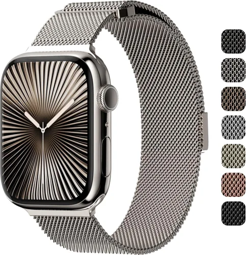 Miniatura 11 de SWITCHEASY Correa magnética de malla para Apple Watch Series 10, 9, 8, SE, 7, 6, malla para iWatch de 1.654, 1.614, 1.575, 1.496 pulgadas, iWatch