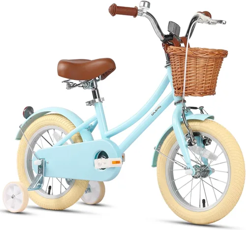 Miniatura 10 de Glerc Little Molly - Bicicleta de crucero retro para niños de 2 a 13 años de edad con cesta de mimbre y ruedas de entrenamiento/soporte, varios