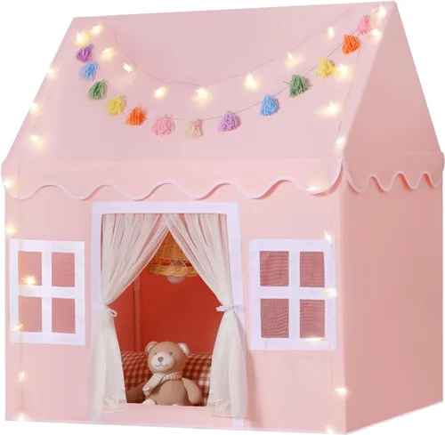 Miniatura 11 de Tienda de campaña para niños en el interior: con alfombra, guirnalda de borlas, tienda de campaña para niñas, casa de juegos para niños, juguetes