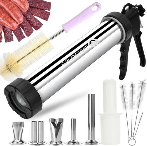 Kits de Pistola para Cecina Profesional de 3ª Generación 2.1 LB, Embutidora de Salchichas, Máquina para Hacer Cecina de Acero Inoxidable, Pistola de