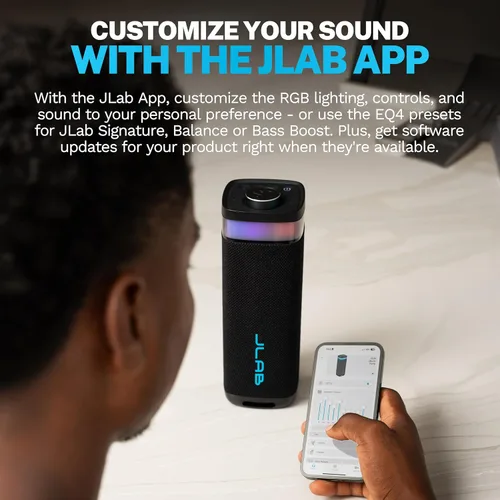 Miniatura 7 de JLab JBuds Party - Altavoz Bluetooth Portátil, 2 Controladores de Rango Completo + 2 Woofers Pasivos, IP56 Resistente al Agua, 12 Horas