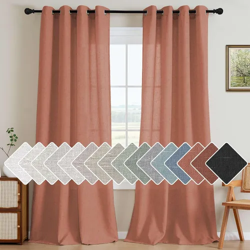Miniatura 11 de H.VERSAILTEX Elegant - Cortinas texturizadas de lino natural mezclado con eficiencia energética, filtrado de luz, con ojales de níquel