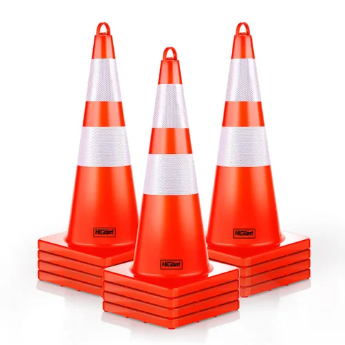 Miniatura 11 de HiGiant - Conos de seguridad de tráfico de 28 pulgadas con collares reflectantes, conos de PVC naranja resistentes para seguridad vial