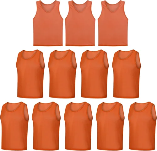 Miniatura 8 de Paquete de 12 chalecos Scrimmage, camisetas de entrenamiento de equipo/pinnies deportivos/camisetas de práctica/baberos de fútbol con bolsa de Azul
