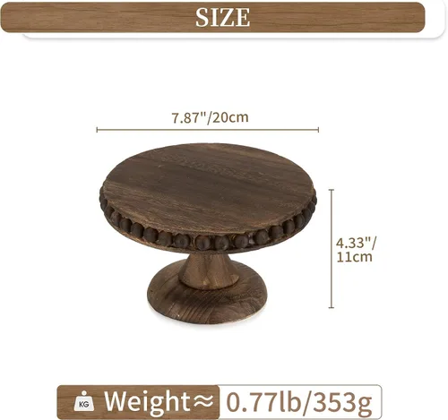 Miniatura 3 de Hanobe Soporte para Tartas de Madera Pequeño: Soporte de Pedestal para Cupcakes de 8 Pulgadas, Elevador de Exhibición de Postres Rústico Envejecido