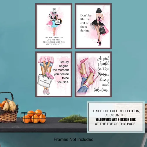 Miniatura 7 de Regalos inspiradores de aliento para mujeres, adolescentes y niñas – Arte de pared de diseñador glamoroso – Decoración de pared con citas positivas