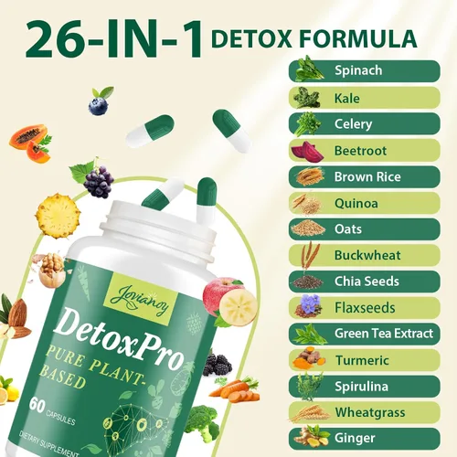 Miniatura 5 de 1000 MG Cápsulas de desintoxicación y limpieza, fórmula vegetal 26 en 1 para desintoxicación, suplemento de desintoxicación para mujeres y hombres