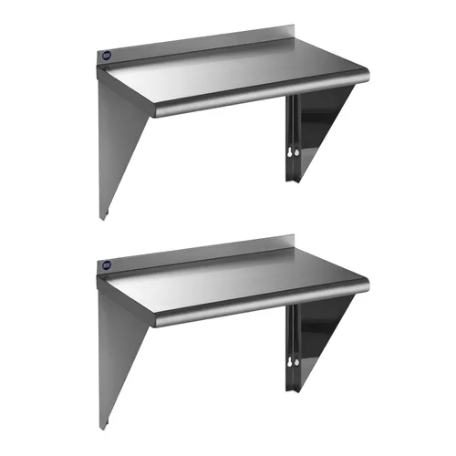Miniatura 31 de ROCKPOINT Estante de acero inoxidable de 12 x 24 pulgadas, 250 libras, estantes comerciales de metal NSF para montaje en pared, estantería flotante