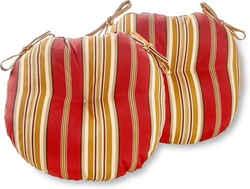 Miniatura 32 de Greendale Home Fashions Cojín redondo para asiento bistro de 15 pulgadas, 2 unidades (paquete de 1), Adobe Stripe