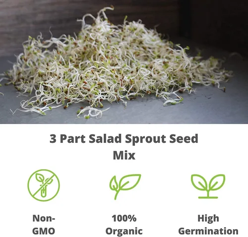 Miniatura 3 de Handy Pantry Mezcla orgánica de germinación de ensalada y microgreens – 1 libra – Mezcla de alfalfa, brócoli, lenteja, frijol mung y semillas