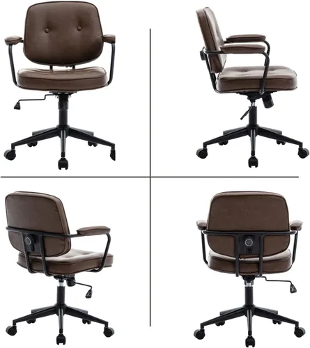 Miniatura 4 de HEAH-YO Juego de 1 sillas de escritorio modernas sin brazos, silla giratoria para computadora con ruedas y reposabrazos, silla de oficina ajustable
