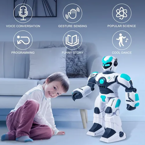 Miniatura 6 de HPROMOT Robot de juguete RC para niños, robot de control remoto, sensor de gestos inteligente, recargable y programable, robot para caminar, bailar