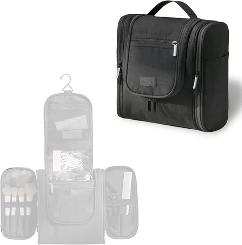 Miniatura 19 de L&FY Neceser portátil multifuncional para viaje, estuche de maquillaje y cosméticos, organizador de artículos de aseo, A-Negro