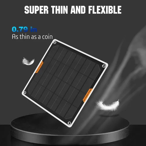 Miniatura 4 de OYMSAE Cargador de batería de coche con panel solar negro, 5 W 12 V, impermeable, cargador de panel solar portátil con controlador mejorado