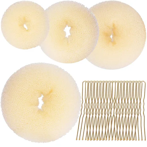Miniatura 8 de Teenitor Creador de Moños de Cabello para Niñas - Donas para el Cabello, Moño de Ballet en 4 Tamaños, Marrón Claro D-Marrón claro