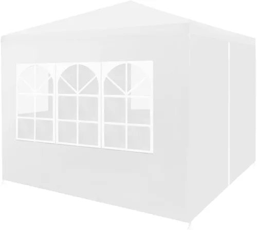 Toldo desplegable, toldo con paredes laterales, kiosco para parrilla, tienda de campaña de 9 pies 10 pulgadas x 9 pies 10 pulgadas, color blanco,