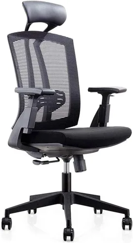 Miniatura 7 de Silla de oficina, silla de computadora de malla transpirable con soporte lumbar ergonómico ajustable, silla de escritorio giratoria negra