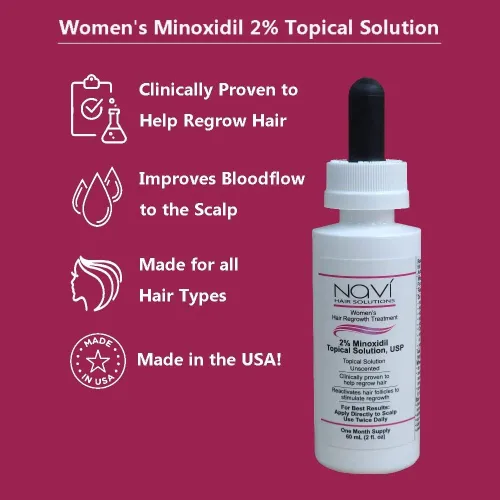 Miniatura 3 de Solución tópica de minoxidil al 2% para mujer, tratamiento de crecimiento del cabello, suministro de 3 meses, sin perfume, 2 onzas líquidas, paquete