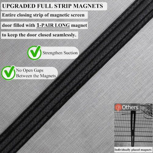 Miniatura 3 de Mpmedo Puerta magnética de malla con imanes actualizados - Modelo de tira completa, malla de fibra de vidrio resistente con imán, pantalla de puerta