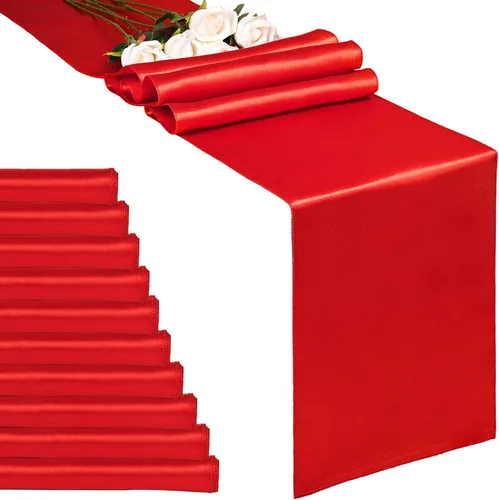 Miniatura 16 de Paquete de 10 caminos de mesa de satén azul marino de 12 x 108 pulgadas de largo para bodas, decoraciones para fiestas de cumpleaños, banquetes