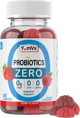 YUM-V'S Gomitas probióticas sin azúcar - Probióticos para hombres y mujeres para ayudar a apoyar la función digestiva - Probiótico para adultos y