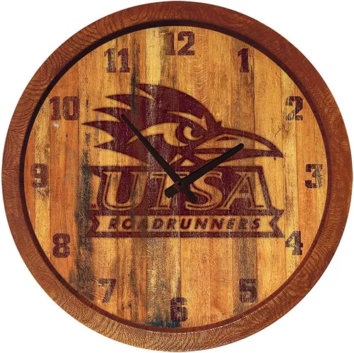 Miniatura 41 de The Fan-Brand NCAA Oklahoma Sooners: Reloj de pared con parte superior de barril de imitación para decoración de bar, decoración de fiesta