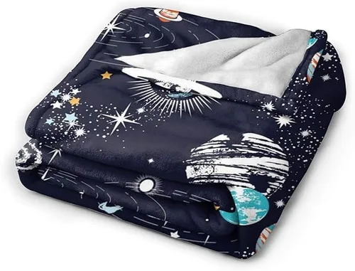 Miniatura 2 de SARA NELL Manta espacial para niños, manta espacial de franela de forro polar, ultra suave y esponjosa, para sofá, sistema solar, constelación
